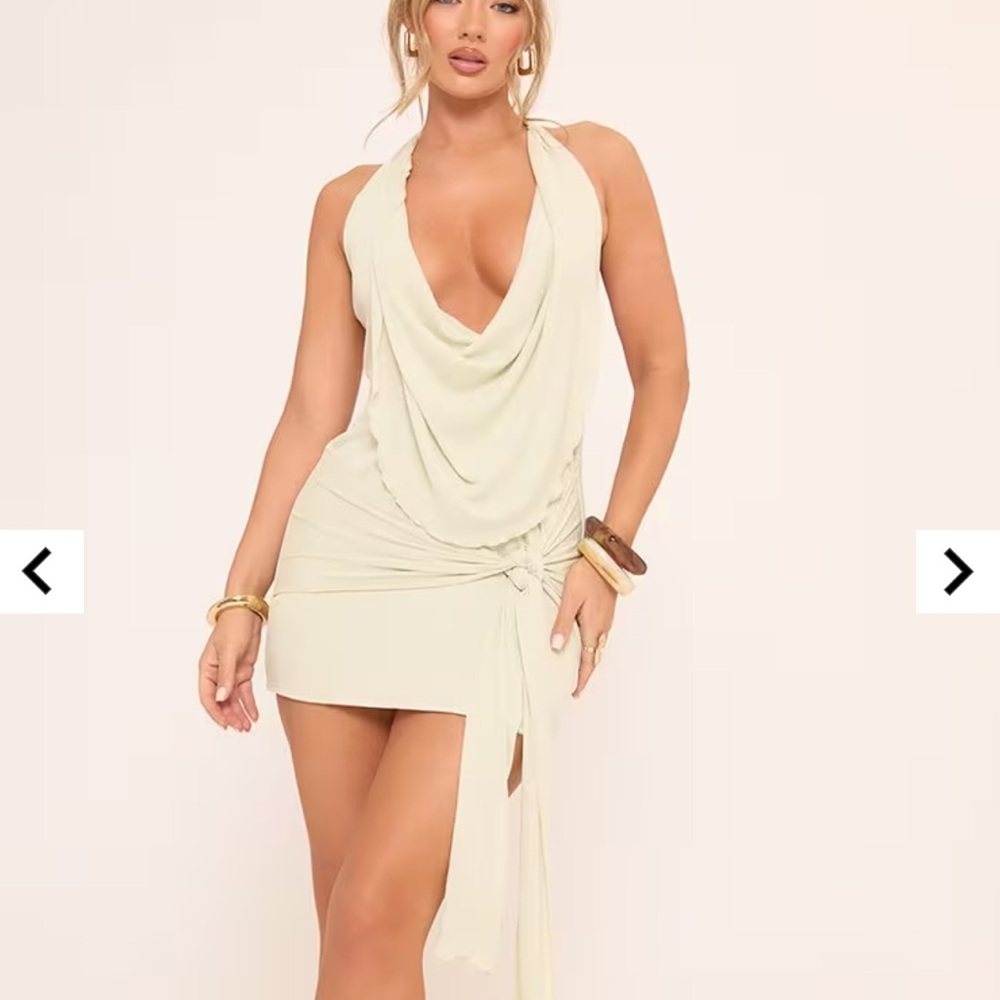Elegant light green Draped Dress